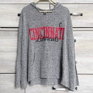 University of Cincinnati Oversized Lightweight Hooded Pullover Grey Size Medium